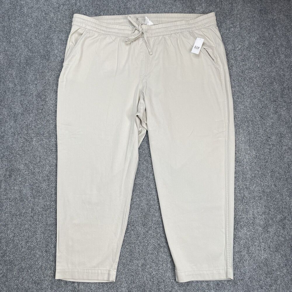 Gap Easy Pants Womens XXL Pull On Elastic Drawstring Waist Beige Ankle NEW W Tag